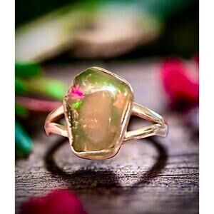Rough Ethiopian Opal Sterling Silver Ring Size 8.5